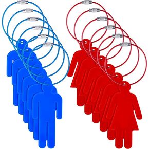 Glenmal 12 Pieces Dressing Pass Bathroom Keychains Tags Unisex Acrylic Washroom Key Tag with Wire Rings for Office/Restaurant/Store/Classroom Locker