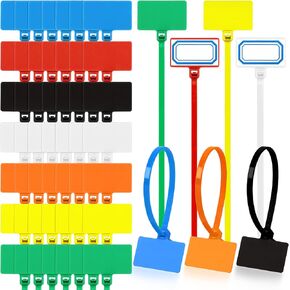 280 PCS Plastic Shipping Tags, Small Waterproof Labels Writable Self Locking Tags with Strap,Plastic Tags for Labeling,Cable Tie Tags Label for Keys Luggage Logistic Retail Inventory,Colored in Kuwait