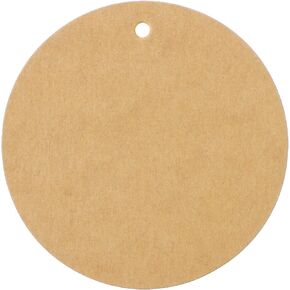 CleverDelights 3" Round Kraft Gift Tags - 100 Pack - Round Circle Paper Hang Tag 3 Inch