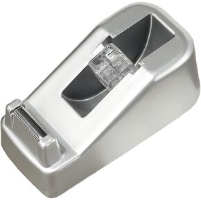 Basics Desktop Tape Dispenser, Office Desk Tape Dispenser, Heavy Duty Desk Accessories Office Tape Dispensers, Weighted Non-Skid Base,Ideal for Home, Office, School, or Business (Silver)