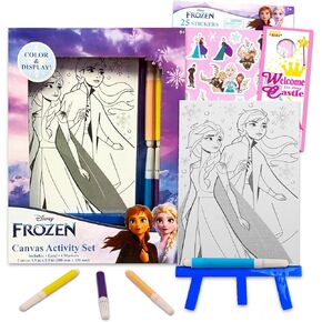 Disney Frozen Canvas Art Set Frozen Activity Set - Frozen Paint Canvas Bundle with Frozen Stickers, More | Frozen Arts and Crafts for Girls, Kids