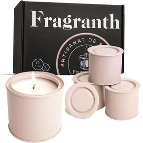 Fragranthetic (Empty Candle Tins 8 oz with Lids - 12-Pack of Bulk Candle Jars for Making Candles, Arts & Crafts, Storage, Gifts, and More - Empty Candle Jars with Lids (Cream)