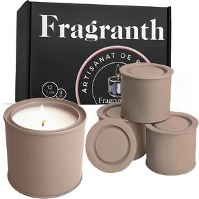 معطر (علب شموع فارغة 8 أونصة مع أغطية - 12 عبوة من برطمانات الشموع السائبة لصنع الشموع والفنون والحرف اليدوية والتخزين والهدايا والمزيد - برطمانات شموع فارغة بأغطية (كريمي)