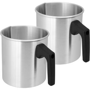 GENHAKON 2 PCS Candle Making Pouring Pot, 2 Pounds Silver Candle and Soap Wax Melting Pot, Metal Candle Pouring Pitcher, Perfect for Soap and Home Handmade Candles, Melted Chocolate and More