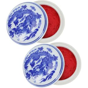 NUOBESTY 2pcs Seal Painting Chinese Yinni Pads Red Ink Painting Inkpad Stamp Ink DIY Color Pads Calligraphy Stamp Chinese Inkpads Thumb Ink Pads for Calligraphy Supply Mailing Stamps Card Office
