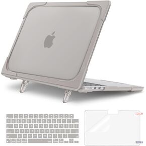 MOSISO Compatible with MacBook Air 13 inch Case 2025 2024 2023 2022 M3 A3113 M2 A2681, Heavy Duty Hard Shell with Fold Kickstand&Keyboard Skin&Screen Film for MacBook Air 13.6 inch Case, Pink