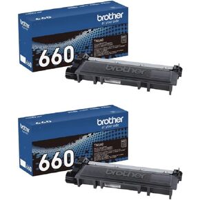Brother Genuine TN660 2-Pack High Yield Black Toner Cartridge with approximately 2,600 page yield/cartridge