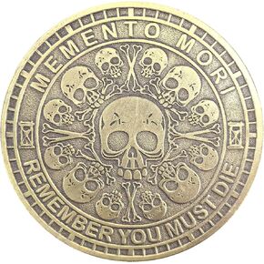 عملة Memento Mori & Vivere Challenge - رمز الممارسة الرواقية ثنائي الجوانب، وعملة صانع القرار وعملة التذكير بتصميم جمجمة، وعملة القلق والحظ EDC لعشاق الرواقية ﻿