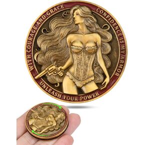 3D Relief Female Empowerment Spinning Coin, Vintage Fidget Toy Symbolizing Courage and Confidence, Ideal for Collecting and Stress Relief（Single Coin