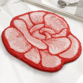 Cute Bath Mat, Soft Superfine Fiber Flower Floor Mat Bathroom, Non Slip Water Absorbent Rug Bath Mat Door Mats Rugs for Entrance Bedroom Kitchen Bathroom Toilet Floors 25.6 x 25.6 Inch (Yellow)