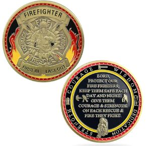 Firefighters Challenge Coin Fireman Rescue Prayer Coin Firefighters Gift