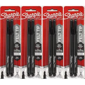 Sharpie Fine Point Pens, Black Ink 2 ea (Pack of 4)