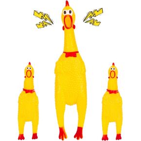 MCPINKY 3PCS Rubber Chicken Dog Toys, Squeaky Chicken Toys Prank Novelty Toy Screaming Chicken Toys for Prank Noise Maker Dog Toys