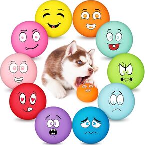 Hungdao 10 Pack Face Dog Squeaky Toys Soft Latex Squeaky Dog Toys Small Squeaky Balls Interactive pet Chewing Toys for Puppy Training Interactive Fetch Play