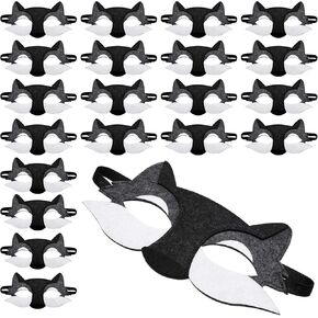 NUOBESTY 20Pcs Wolf Mask for Kids Halloween Half Face Werewolf Mask Black Wolf Animal Masquerade for Cosplay Costume Mask Party Masks Props