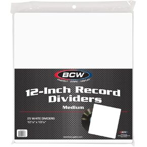 BCW 12-Inch Medium Record Dividers - White | 25 Pack | Premium Quality Archival Plastic Dividers for Vinyl Organization | Precision Cut for Album Storage Boxes