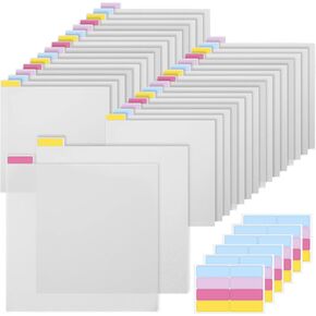 Caydo 42 Pieces Scrapbook Tabbed Dividers Plastic Clear Scrapbook Paper Dividers with 56 Pieces Sticky Index Tabs for Dividing 12 x 12 Inch Scrapbook Paper, Cardstock