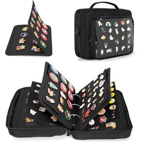 LUXJA Pin Display Bag with Detachable Pages (Fit for Pins, Brooches and Patches), Pin Book Pin Bag with Accessory Pockets (Bag Only), Black