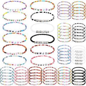 72 Pcs WWJD Bracelets Jesus You Christian Bracelets Bulk, Beaded Friendship Bracelet for Women Colorful Religious Bracelets Inspirational Reminder Jewelry Gift(WWJD)