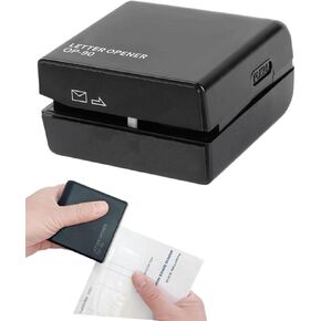 GIFTEXPRESS Electric Letter Opener Black - Portable Automatic Envelope Slitter Tool for Home & Office Desks - Universal Wireless Mail Cutter Desk Accessory Gadget for All Envelope Sizes