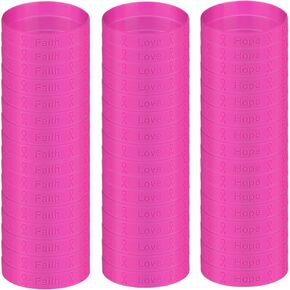 48Pcs Breast Cancer Bracelets - Ribbon Breast Cancer Awareness Silicone Wristbands Hope Faith Love Inspiring Support Wristband for Party Supplies Favors