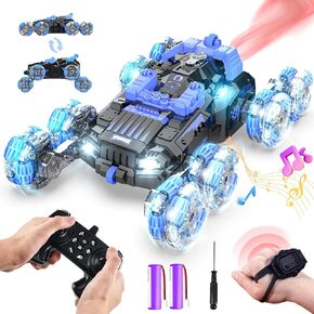 8WD Gesture Sensing Stunt Rc Cars - 2.4Ghz Hand Controlled Drift Car with Spray, Light & Sound, 360° Rotation Transform Climbing Car Toy for Ages 8-13 Boys Girls, Birthday Gifts Ideas for Kids