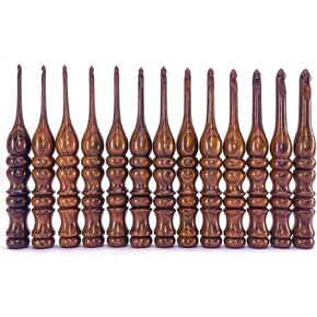 Wooden Crochet Hooks for Arthritic Hands - Set of 13/7 | 3.5mm to 12mm - Ergonomic Soft Grip Handle Sizes Engraved - Crochet Hooks Set for Crocheting Yarn - Knitting Needles (Set of 13, Hooks Only)