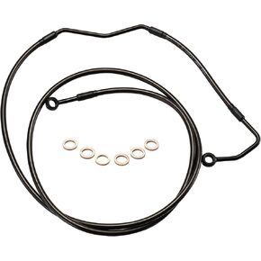 Extended Front Brake Line 14" Handlebar Extension Brake Hose for Harley 2008-2013 Touring Road King/Road Glide/Street Glide/Electra Glide with ABS,Stainless Steel Braided Brake Cables, Silver
