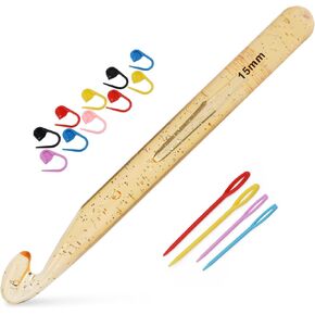 Iuuidu 25mm Large Crochet Hook, Crochet Hooks for Chunky Yarn, Crystal Clear Large Crochet Hook for Beginners,Suitable for Carpet Scarf Wool Roving Weaving