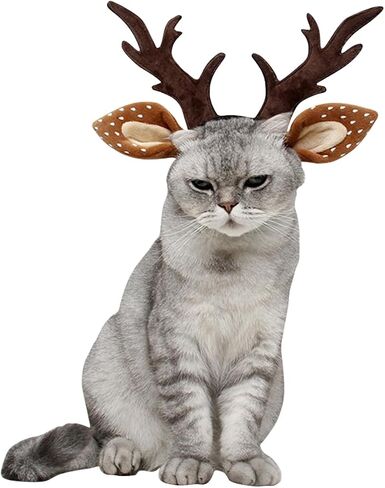 Cat Reindeer Antlers Cat Xmas Hat Pet Headbands Cat Christmas Accessories Pet Holiday Costume in Saudi Arabia