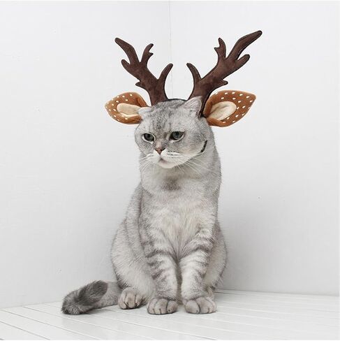 Cat Reindeer Antlers Cat Xmas Hat Pet Headbands Cat Christmas Accessories Pet Holiday Costume in Saudi Arabia