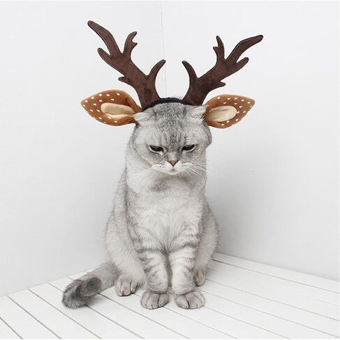 Cat Reindeer Antlers Cat Xmas Hat Pet Headbands Cat Christmas Accessories Pet Holiday Costume in Saudi Arabia