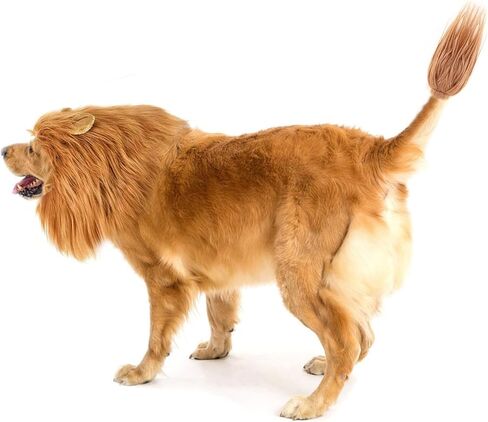 New Dog Costume Halloween Dog Costume Lion Mane for Medium and Large Dogs Realistic Lion Wig Dog Costume Supplement Lion Mane for Photoshoot Entertainment (Light Brown) Size M + Tail Set in Kuwait