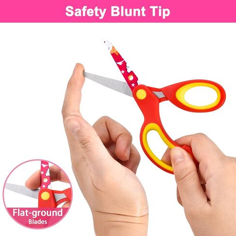 Left Handed Kids Scissors, Lefty Safety Toddler Children Scissors, Small Craft Scissors with Blunt Tip - Fun Print Blade, Great for DIY, Arts, Home, School Classroom Use, Assorted Color, 3-Pack in Saudi Arabia