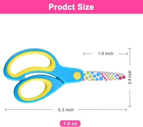 Left Handed Kids Scissors, Lefty Safety Toddler Children Scissors, Small Craft Scissors with Blunt Tip - Fun Print Blade, Great for DIY, Arts, Home, School Classroom Use, Assorted Color, 3-Pack in Saudi Arabia