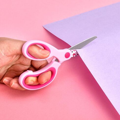 Left Handed Kids Scissors, Lefty Safety Toddler Children Scissors, Small Craft Scissors with Blunt Tip - Fun Print Blade, Great for DIY, Arts, Home, School Classroom Use, Assorted Color, 3-Pack in Saudi Arabia
