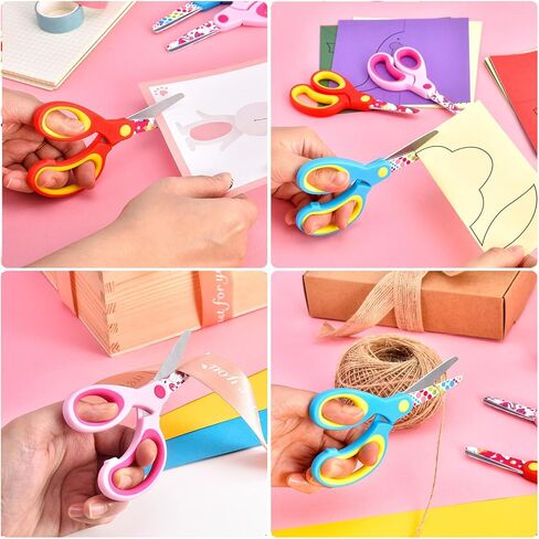 Left Handed Kids Scissors, Lefty Safety Toddler Children Scissors, Small Craft Scissors with Blunt Tip - Fun Print Blade, Great for DIY, Arts, Home, School Classroom Use, Assorted Color, 3-Pack in Saudi Arabia