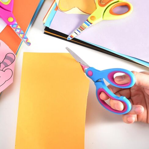 Left Handed Kids Scissors, Lefty Safety Toddler Children Scissors, Small Craft Scissors with Blunt Tip - Fun Print Blade, Great for DIY, Arts, Home, School Classroom Use, Assorted Color, 3-Pack in Saudi Arabia