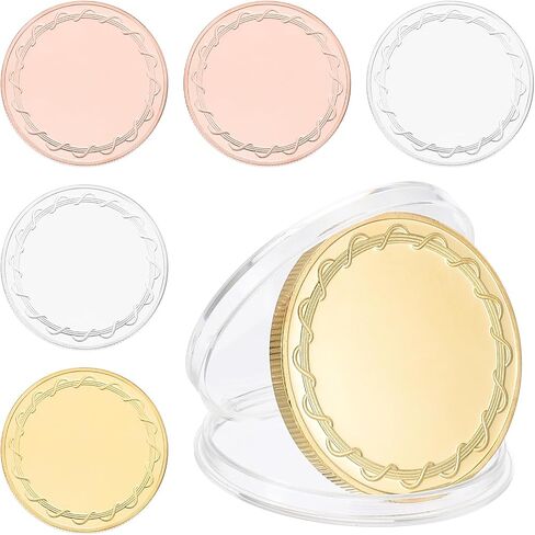 PATIKIL 6pcs Blank Coins for Engraving, 40mm Coin Blanks Laser Engraving Blanks Custom Challenge Coins Polished Metal Disc Circle Round Plate for Laser Engraving Stamping, Silver Rose Gold in Saudi Arabia