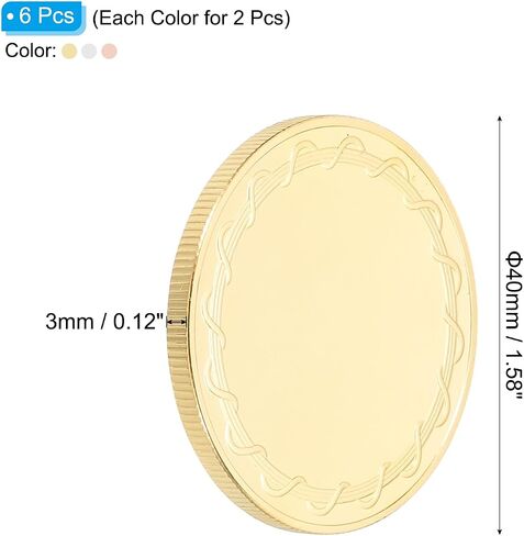 PATIKIL 6pcs Blank Coins for Engraving, 40mm Coin Blanks Laser Engraving Blanks Custom Challenge Coins Polished Metal Disc Circle Round Plate for Laser Engraving Stamping, Silver Rose Gold in Saudi Arabia