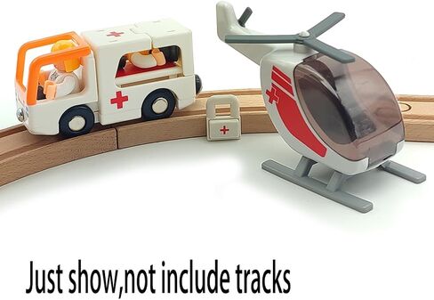 Kids Educational Wooden Train Track and Medical Rescue Vehicle Building Set, Wooden and Plastic Toys for Boys and Girls (Engineering kit) in Saudi Arabia