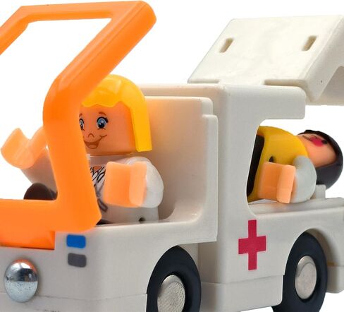Kids Educational Wooden Train Track and Medical Rescue Vehicle Building Set, Wooden and Plastic Toys for Boys and Girls (Engineering kit) in Saudi Arabia