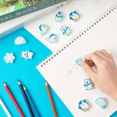 Haooryx Christmas Winter Owl Erasers - 60pcs Cute Owl Mini Erasers Bulk Kids Novelty Winter Owl Pencil Erasers Cartoon Animals Desk Pet Student Homework Rewards Classroom Prizes Holiday Party Gifts in Kuwait