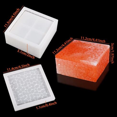 FineInno Square Storage Box Resin Casting Molds with Lid Water Ripple Stackable Box Silicone Molds Jewelry Case Epoxy Mold DIY Trinkets Organizer Candy Container in Saudi Arabia