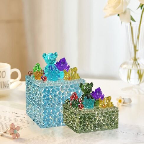 FineInno Square Storage Box Resin Casting Molds with Lid Water Ripple Stackable Box Silicone Molds Jewelry Case Epoxy Mold DIY Trinkets Organizer Candy Container in Saudi Arabia