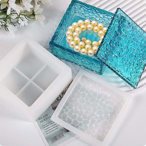 FineInno Square Storage Box Resin Casting Molds with Lid Water Ripple Stackable Box Silicone Molds Jewelry Case Epoxy Mold DIY Trinkets Organizer Candy Container in Saudi Arabia