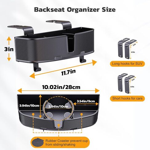 Car Headrest Cup Holder for Back Seat Organizer for Type-c/Lightning Retractable Charging Cables Multi- Hanging Snack Storage Box with Strong Hooks for Kids and Fast Charging for Travel Accessories in Saudi Arabia