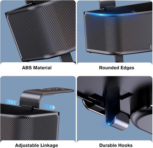 Car Headrest Cup Holder for Back Seat Organizer for Type-c/Lightning Retractable Charging Cables Multi- Hanging Snack Storage Box with Strong Hooks for Kids and Fast Charging for Travel Accessories in Saudi Arabia