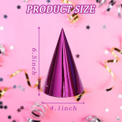 HaiMay 24 Pieces Cone Party Hats Metallic Foil Cone Hats Colorful Party Cone Hats Birthday Paper Hats for Birthday Parties, 6 Colors in Saudi Arabia