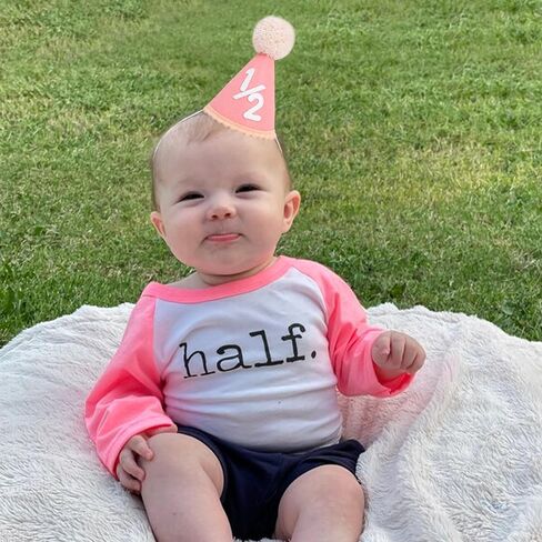 Baby Half Birthday Cone Hat - Baby 1/2 Birthday Hat, Six Months Baby Party Hat Outfit, Half Way to One Birthday Party in Saudi Arabia
